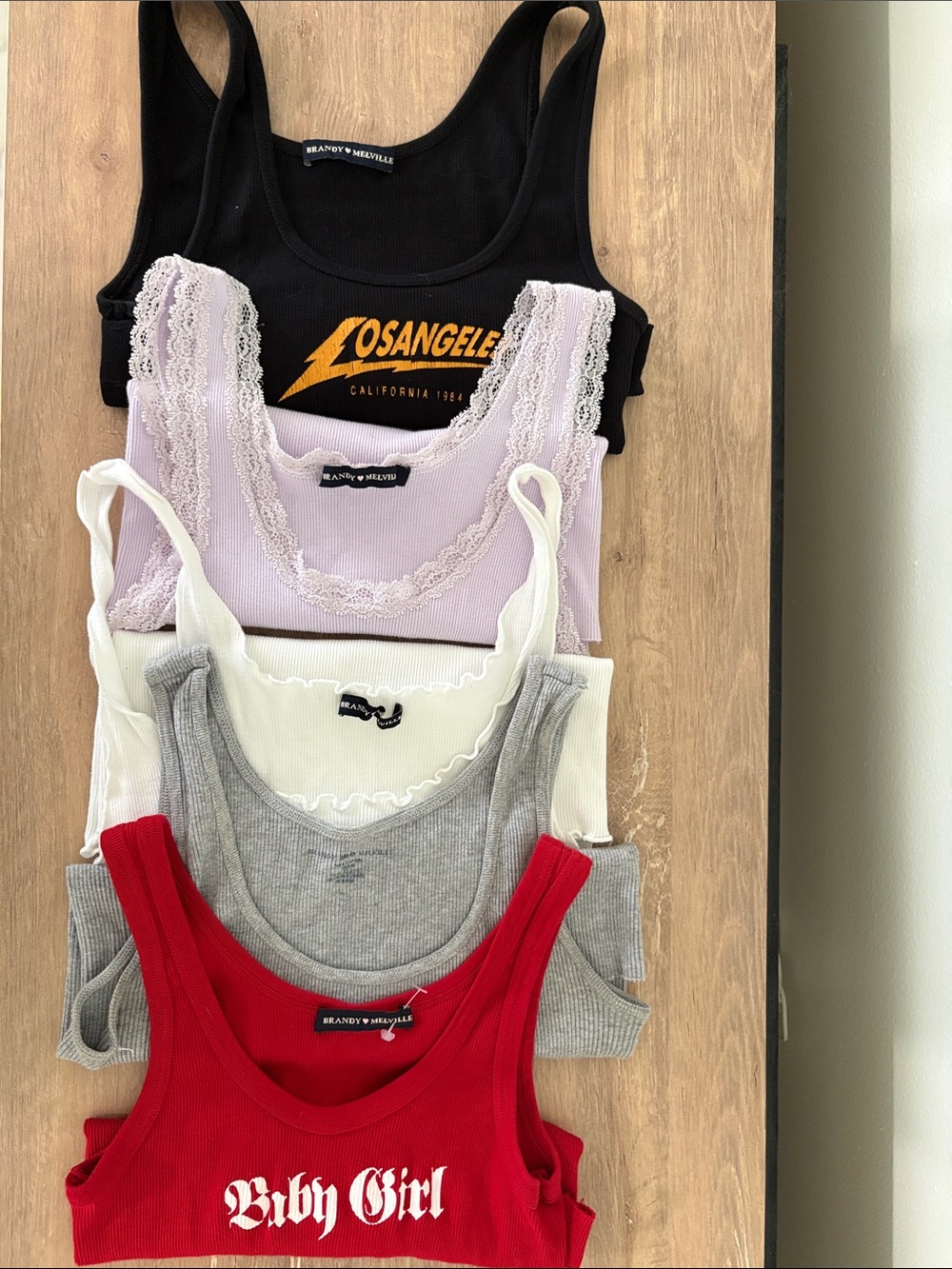 Brandy Melville Red, Black, Lavender, White & Gray Tank Bundle